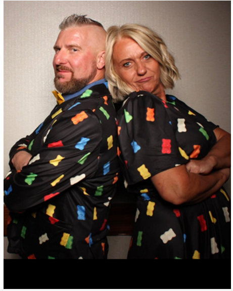 The custom Haribo suit jacket and dress