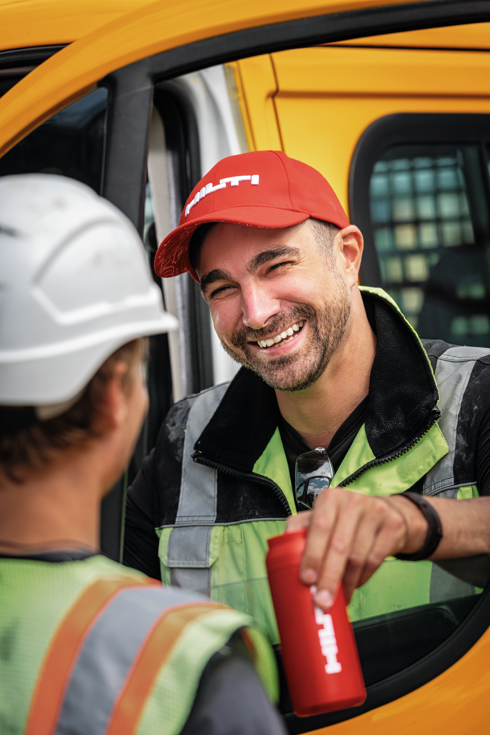 Worker in hi-vis vest